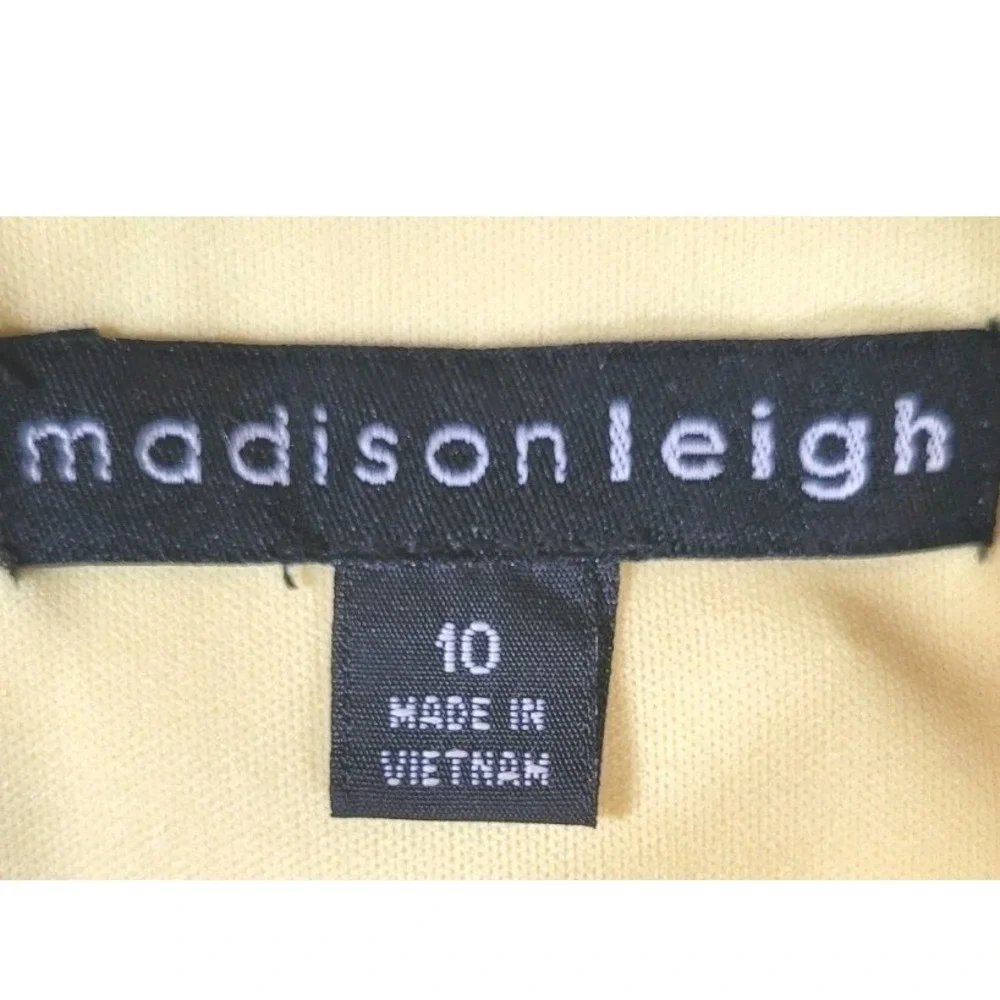 Madison Leigh Womens‎ 10 Classic Yellow Floral Lace Sheath Midi Cap Sleeve Dress